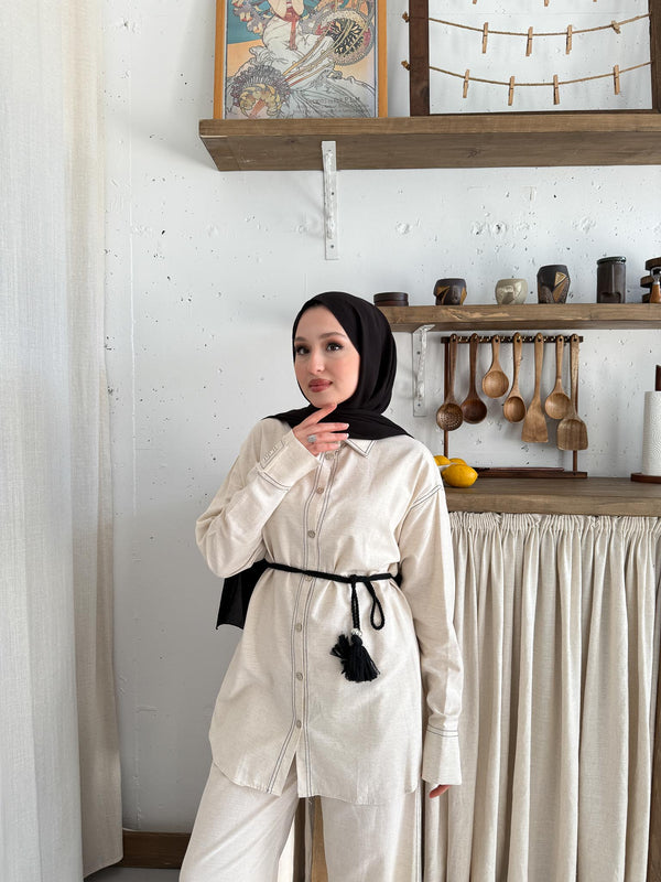 Tied Kimono Set Anthracite