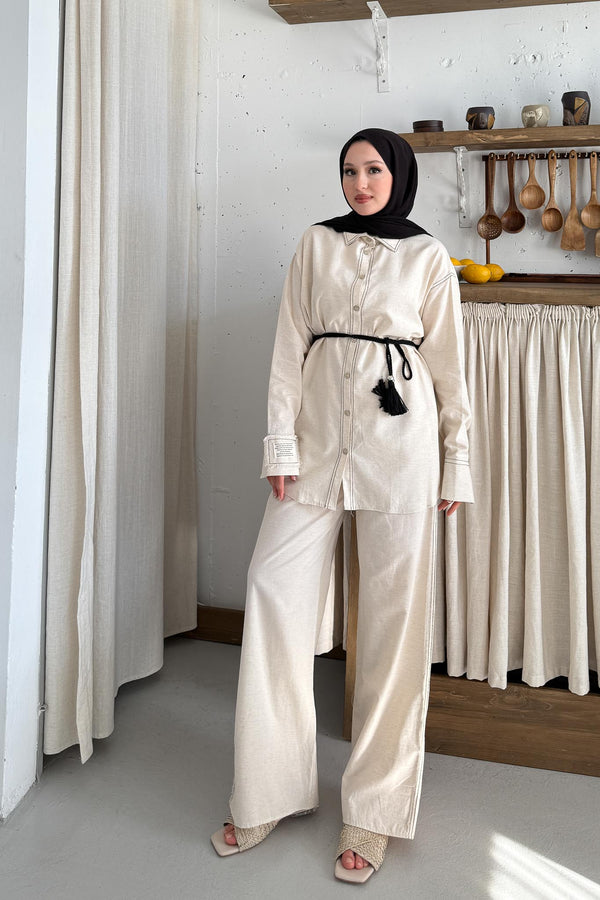 Tied Kimono Set Anthracite