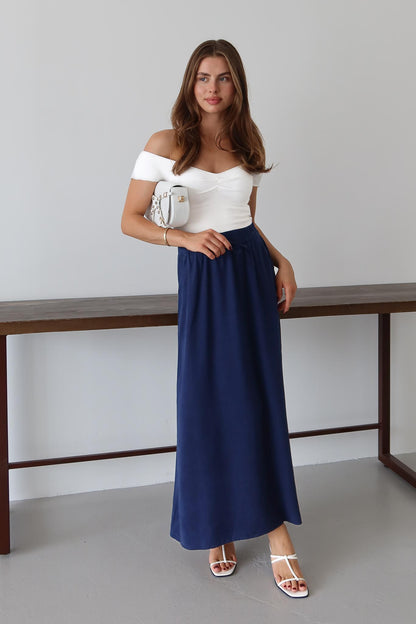 Tied Linen Skirt Beige