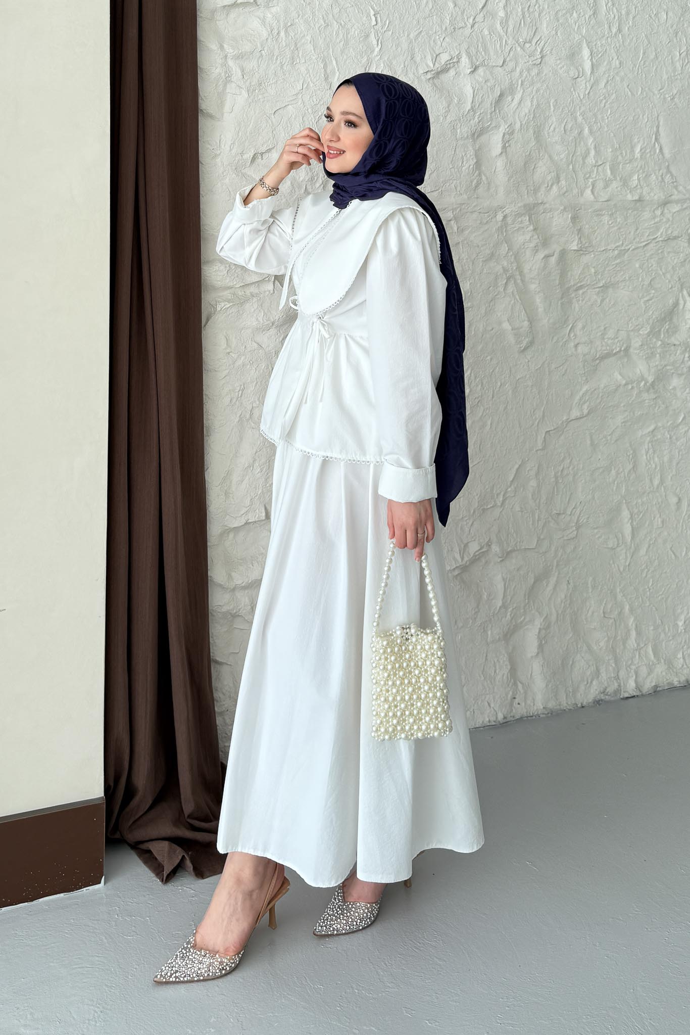 Seyran Pleated Dress Beige