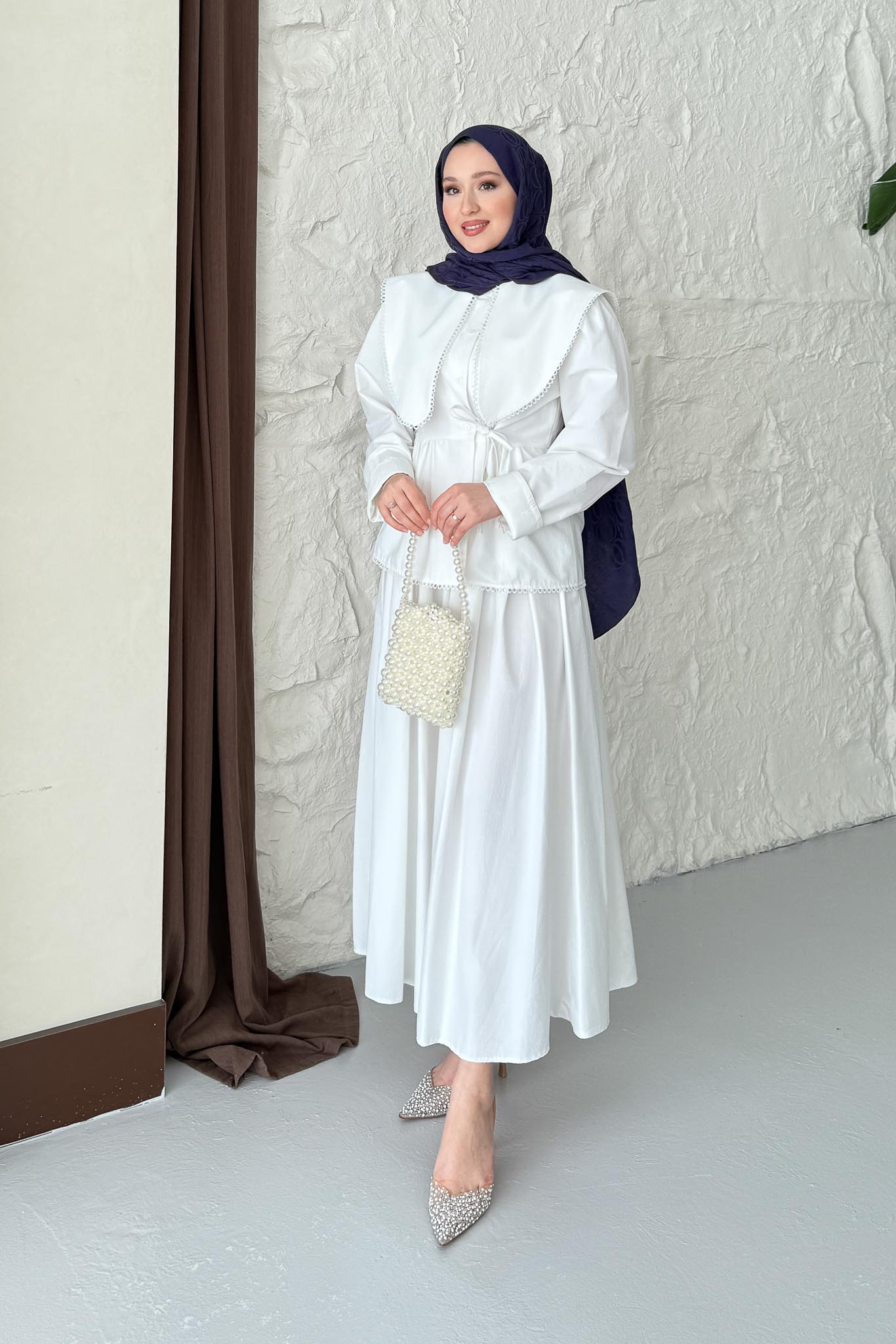 Seyran Pleated Dress Beige