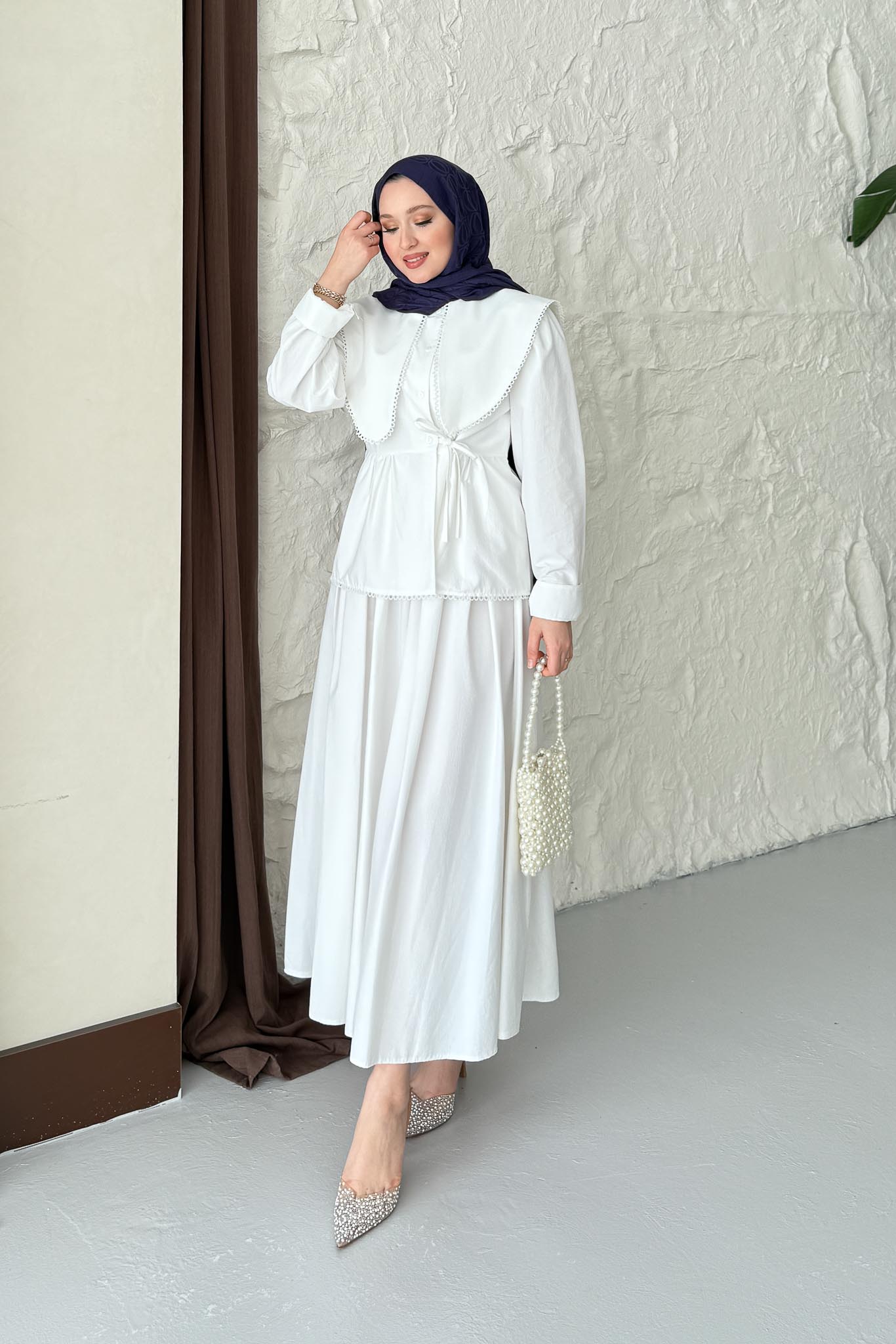 Seyran Pleated Dress Beige
