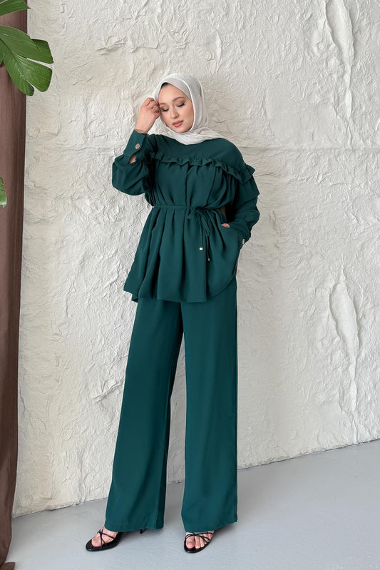 Hermen Fırfırlı Takım Yeşil