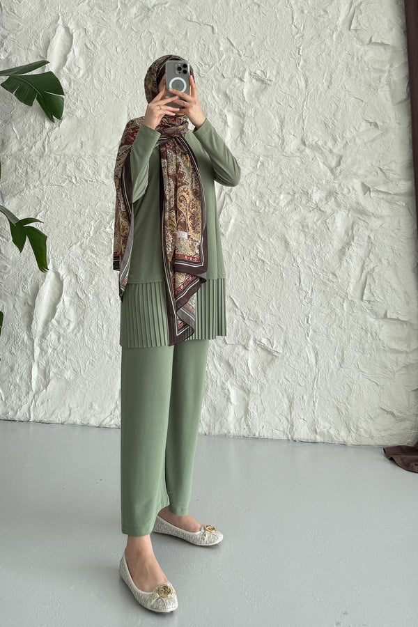 Seyran Pleated Dress Beige