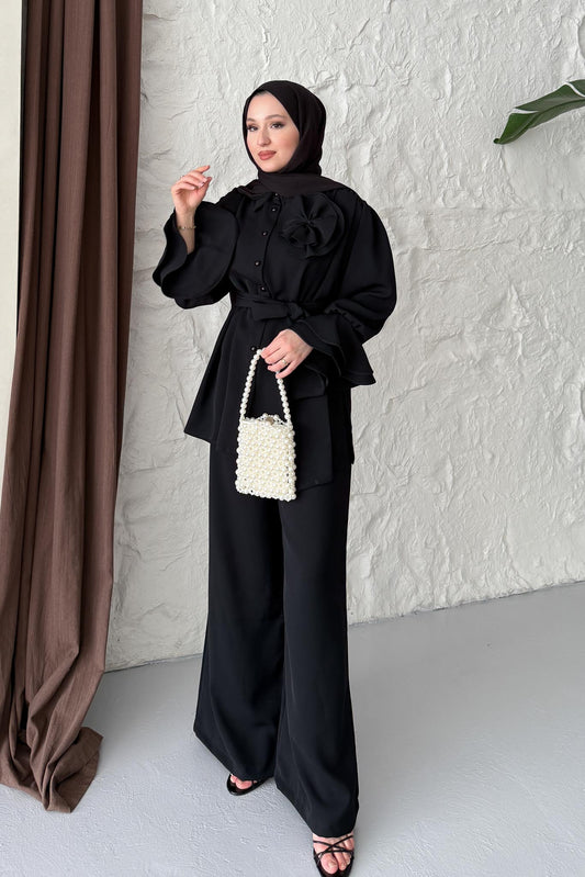 Garcia Motifli Takım Siyah