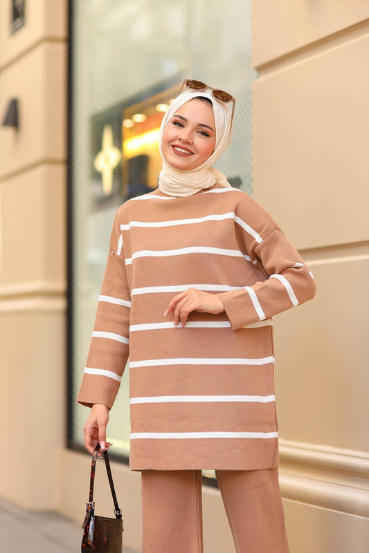 Mink Striped Knitwear Suit