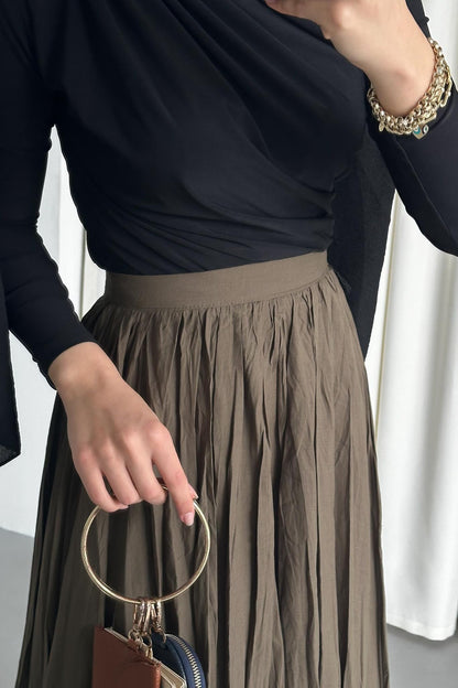 Tied Linen Skirt Beige