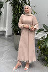 Seyran Pleated Dress Beige