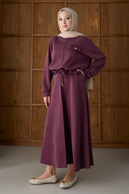 Ajda Pleated Skirt Set Petrol
