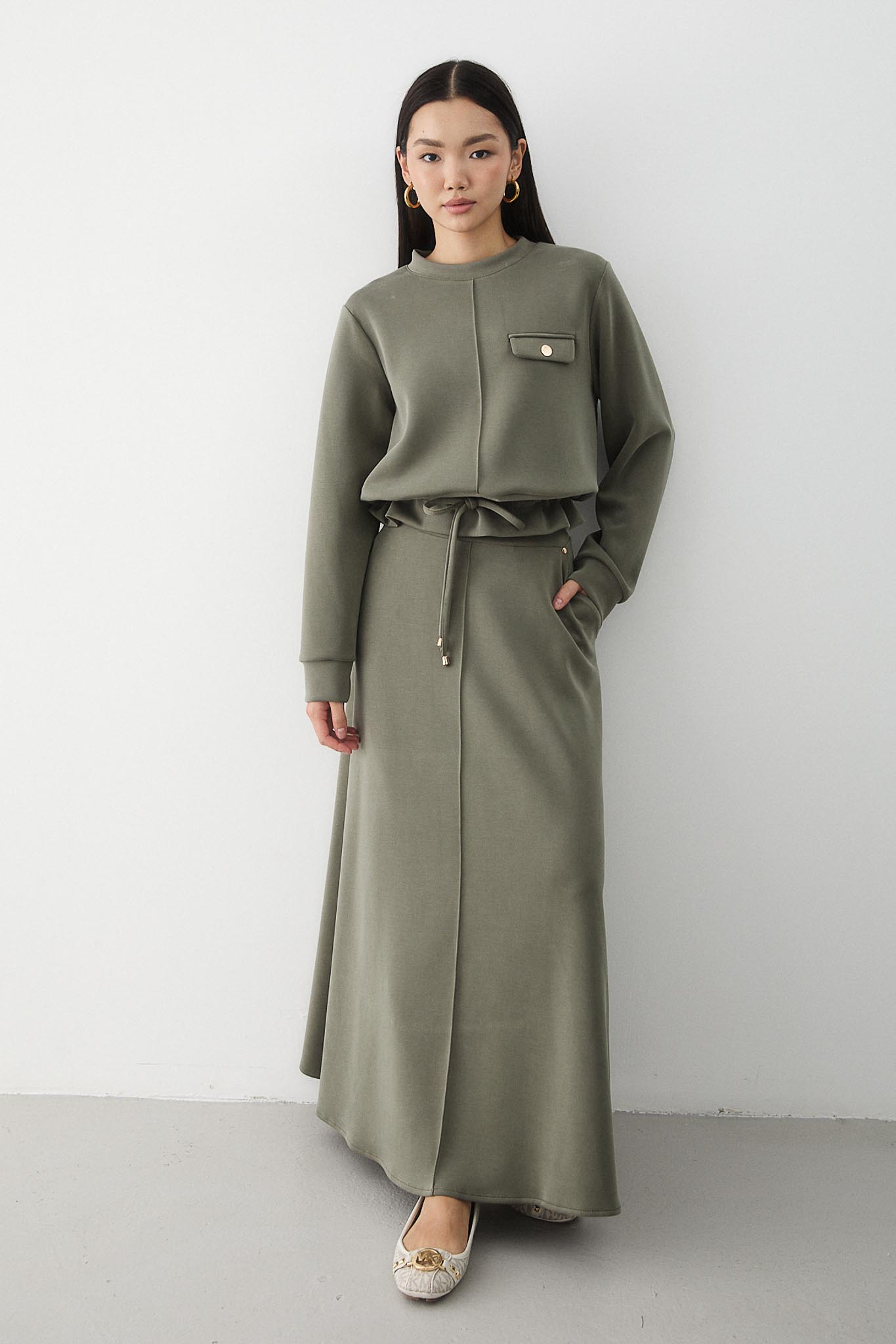 Ajda Pleated Skirt Set Petrol