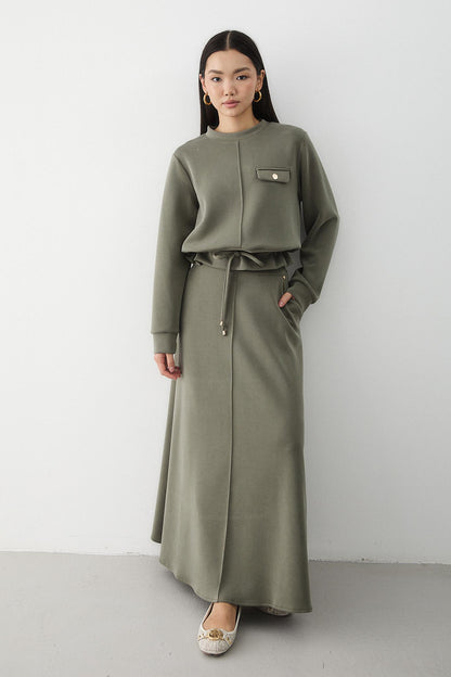Ajda Pleated Skirt Set Petrol
