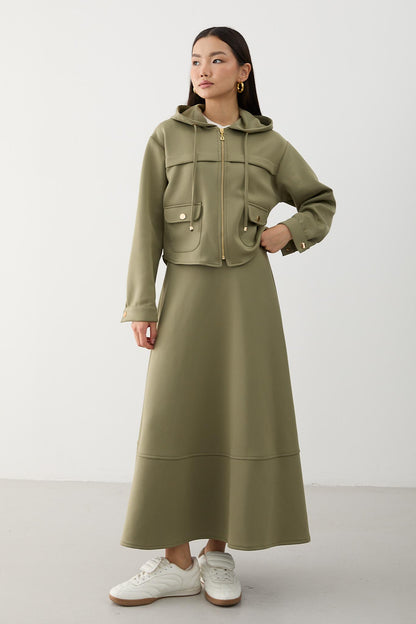 Ajda Pleated Skirt Set Petrol
