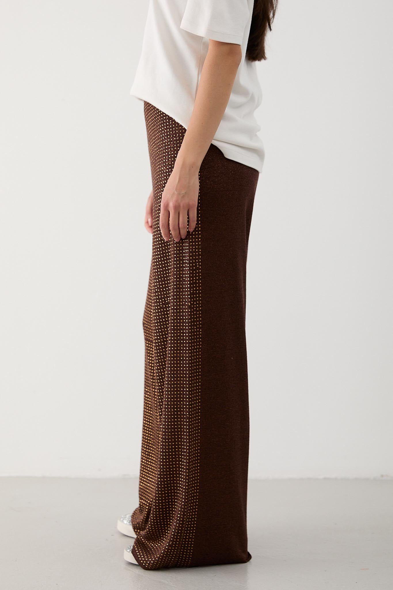 Taşlı Pantolon Kahverengi