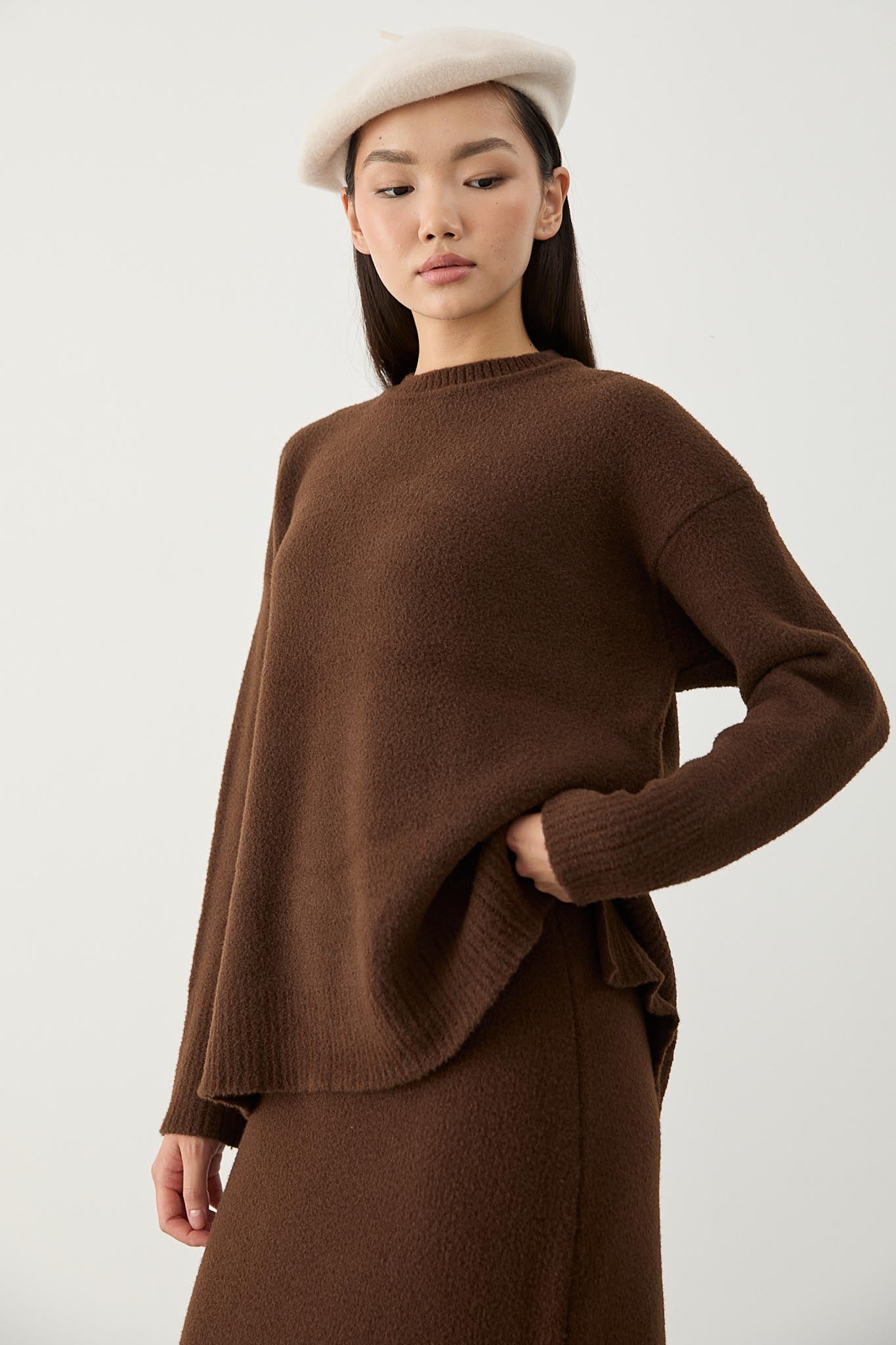 Angora Knitwear Set White