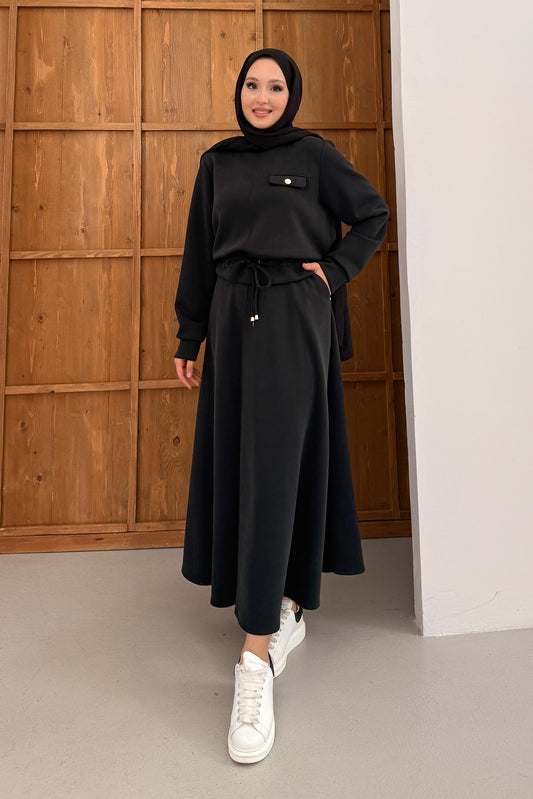 Ajda Pleated Skirt Set Petrol
