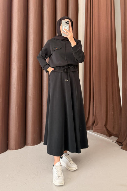 Ajda Pleated Skirt Set Petrol