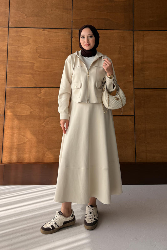 Ajda Pleated Skirt Set Petrol