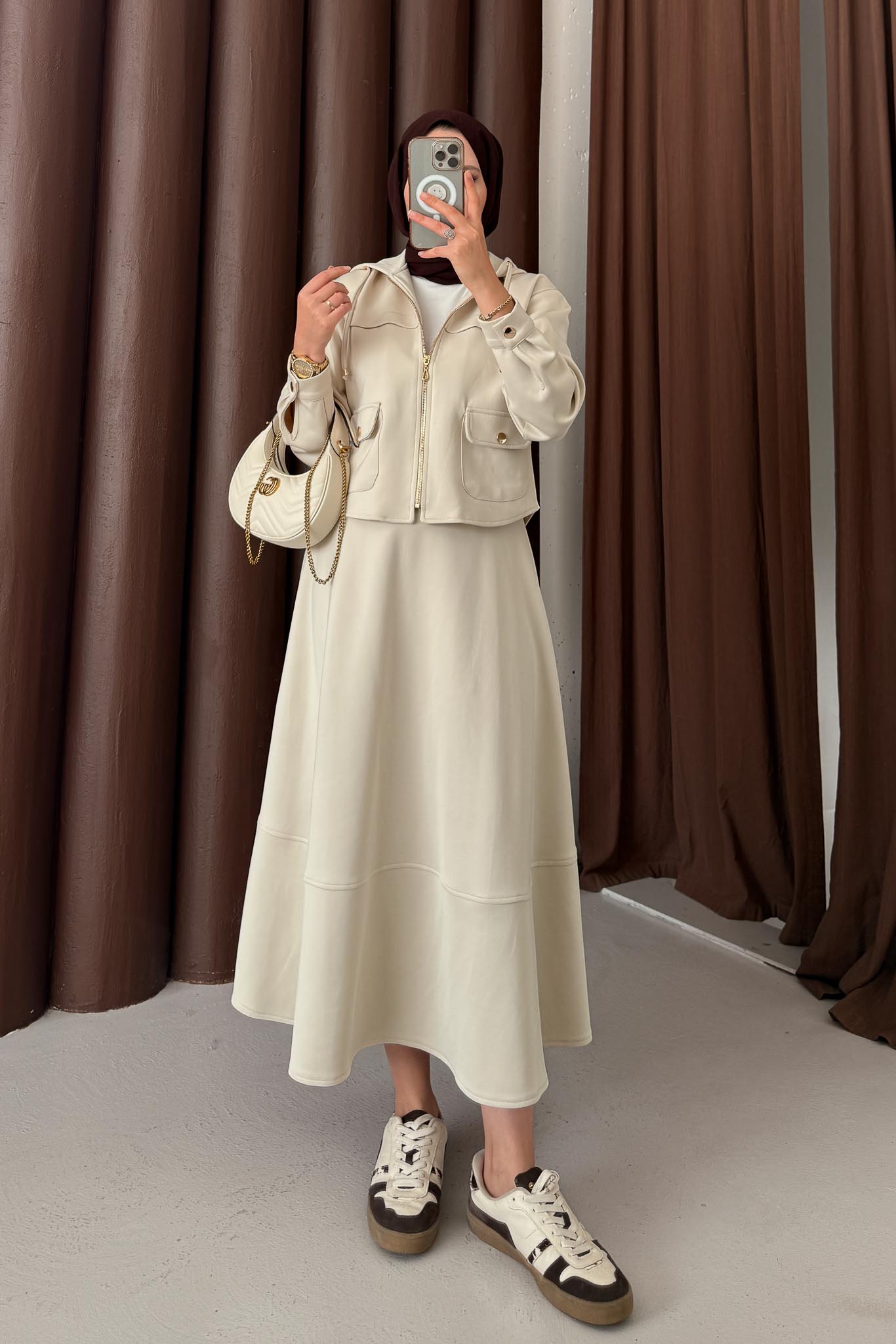 Ajda Pleated Skirt Set Petrol