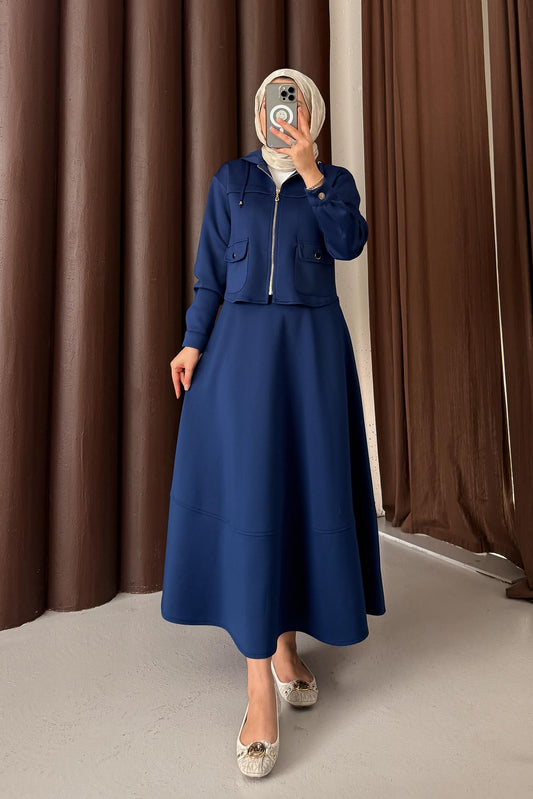 Ajda Pleated Skirt Set Petrol