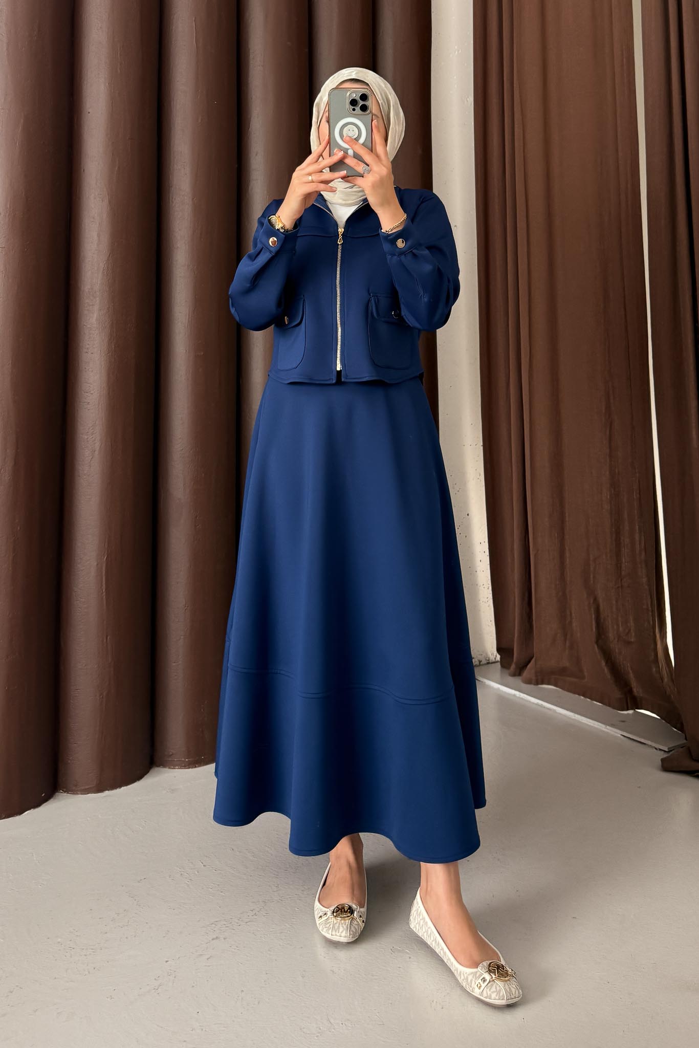 Ajda Pleated Skirt Set Petrol