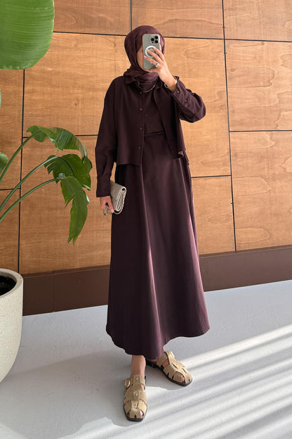 Tuano Bomber Elbise Bordo