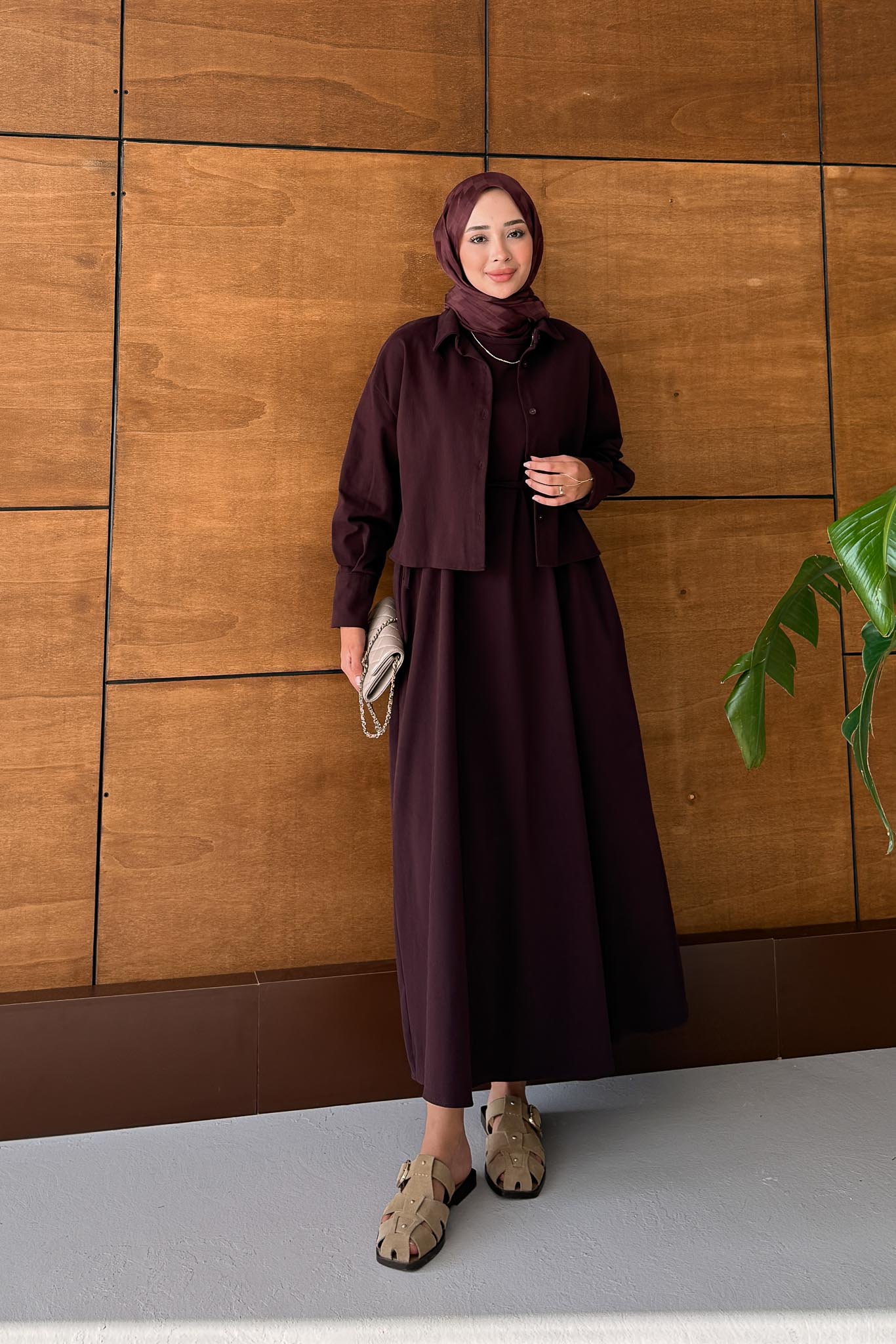 Tuano Bomber Elbise Bordo