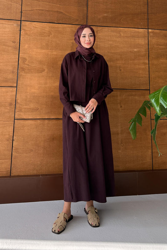 Tuano Bomber Elbise Bordo