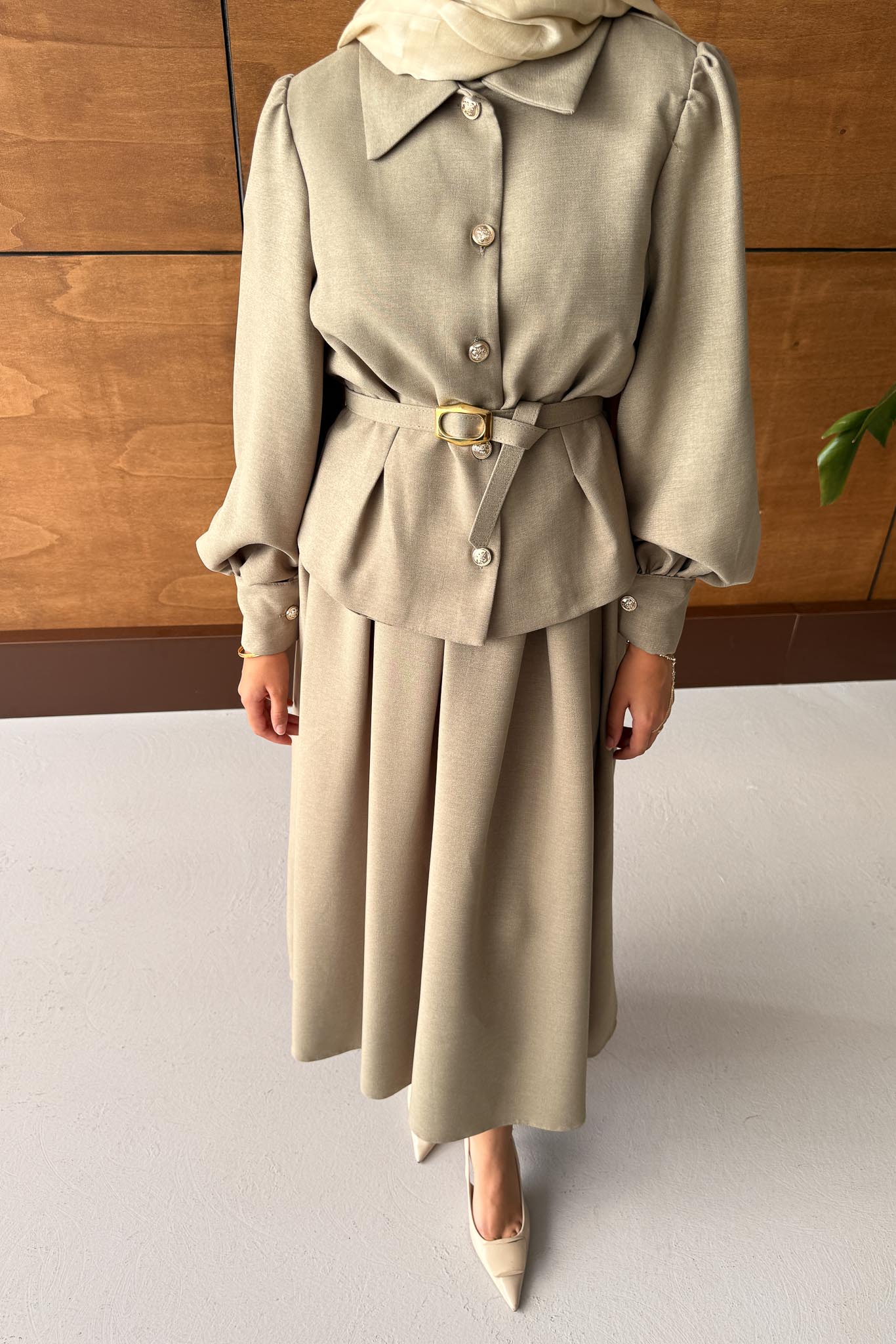 Ajda Pleated Skirt Set Petrol