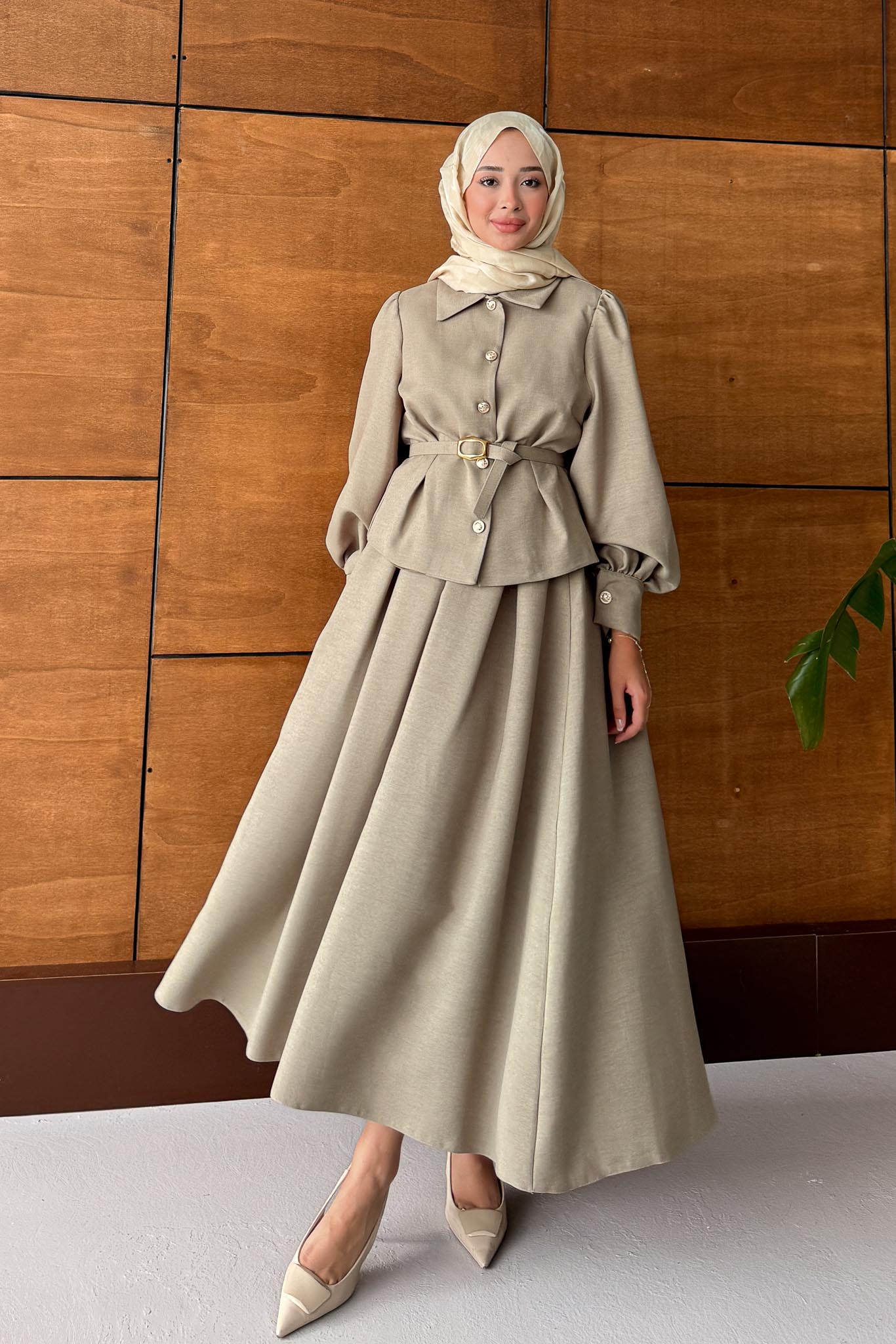 Ajda Pleated Skirt Set Petrol