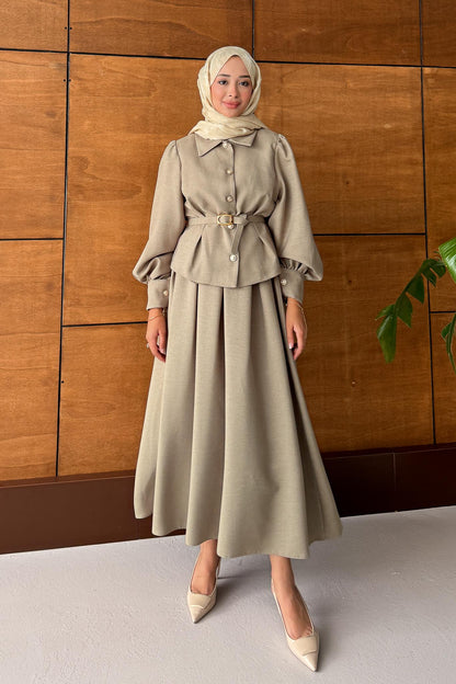 Ajda Pleated Skirt Set Petrol
