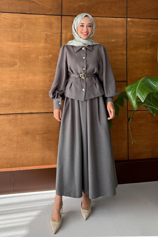 Ajda Pleated Skirt Set Petrol