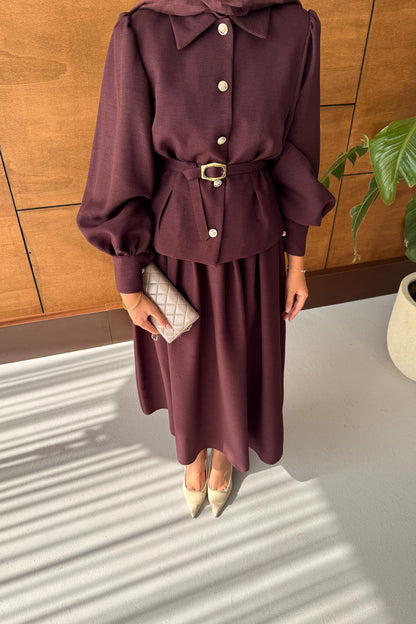 Ajda Pleated Skirt Set Petrol