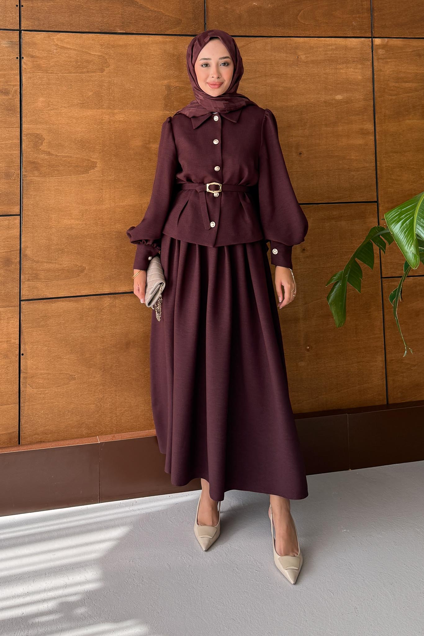 Ajda Pleated Skirt Set Petrol