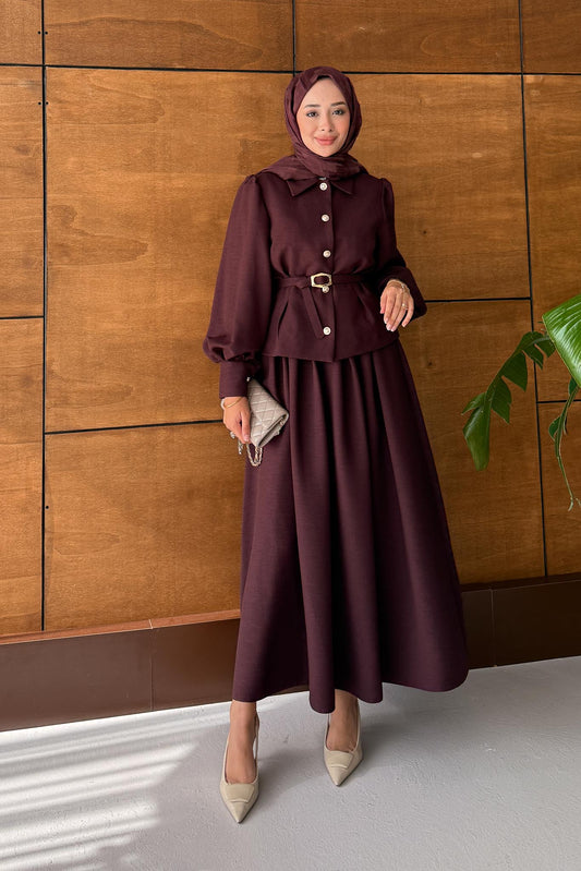Ajda Pleated Skirt Set Petrol