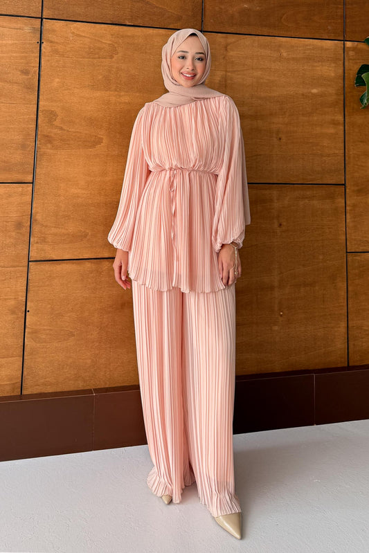 Seyran Pleated Dress Beige
