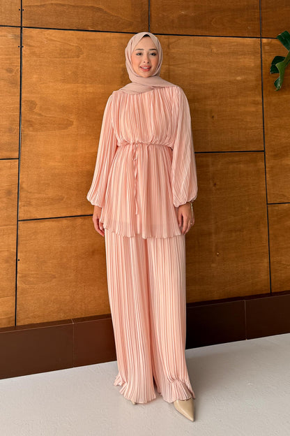 Seyran Pleated Dress Beige