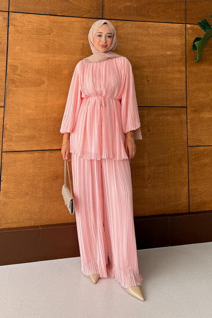 Seyran Pleated Dress Beige