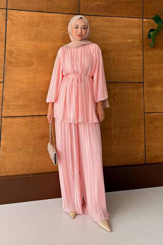 Seyran Pleated Dress Beige