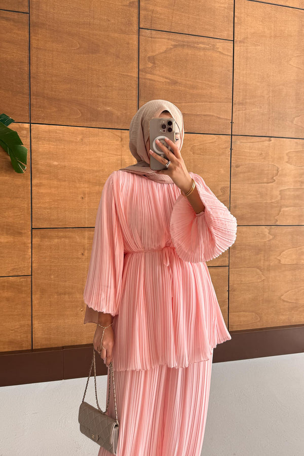 Seyran Pleated Dress Beige