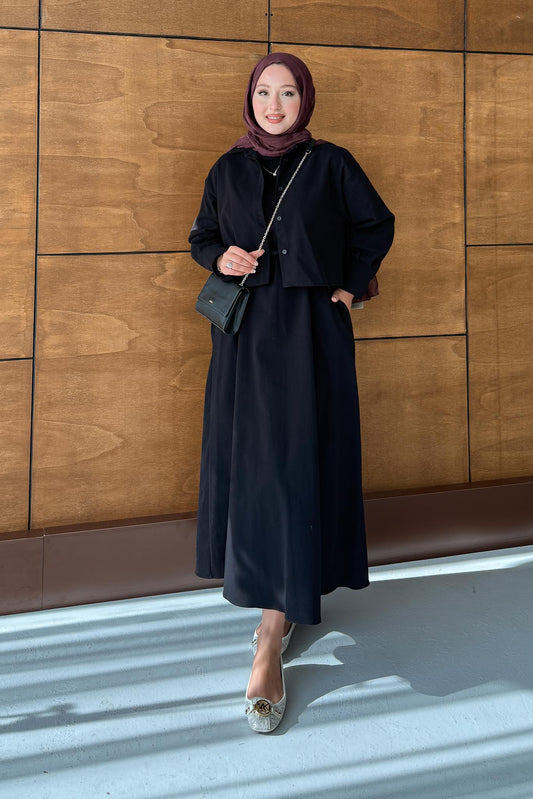 Tuano Bomber Elbise Siyah