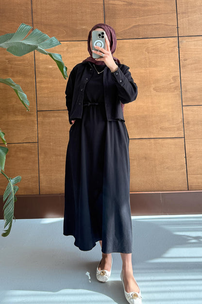Tuano Bomber Elbise Siyah