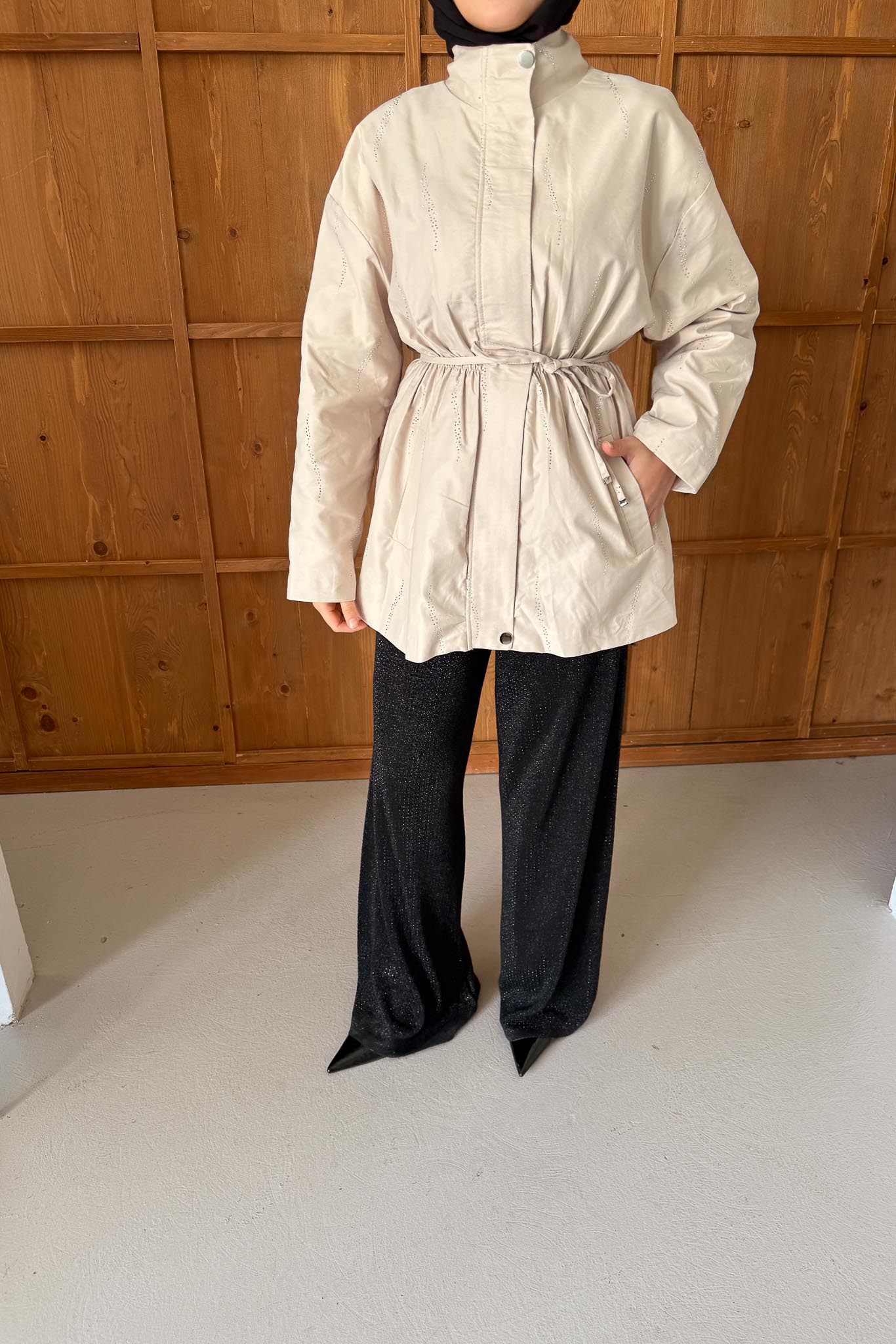 Shawl Poncho Beige