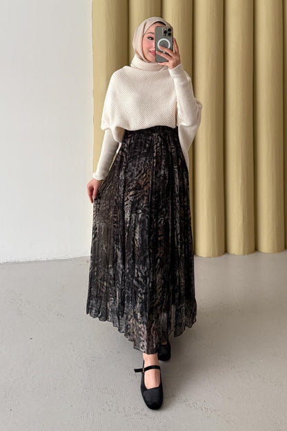 Tied Linen Skirt Beige