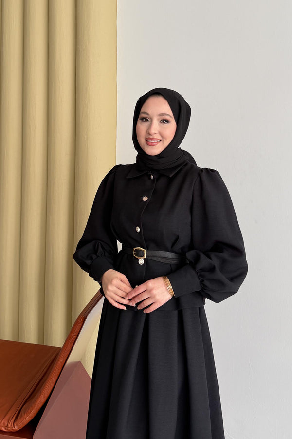 Ajda Pleated Skirt Set Petrol