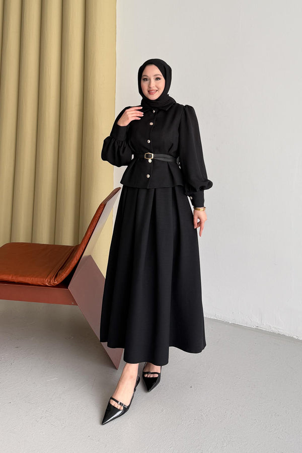 Ajda Pleated Skirt Set Petrol