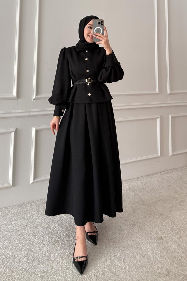 Ajda Pleated Skirt Set Petrol