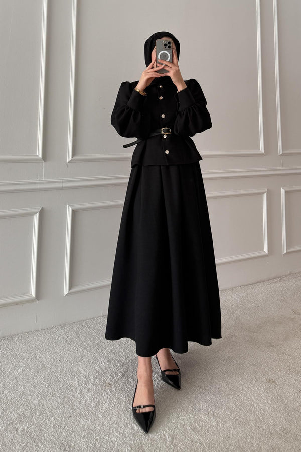 Ajda Pleated Skirt Set Petrol