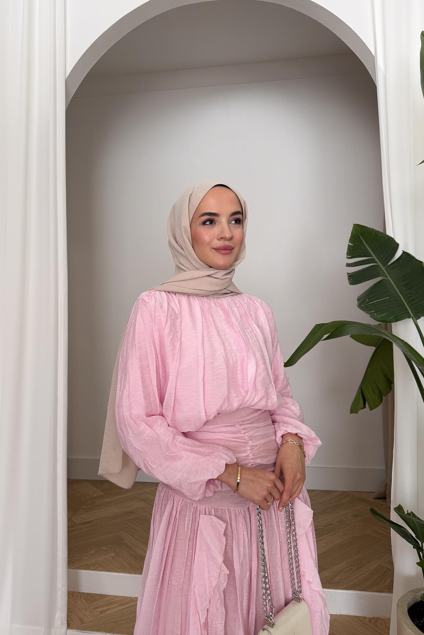 Seyran Pleated Dress Beige