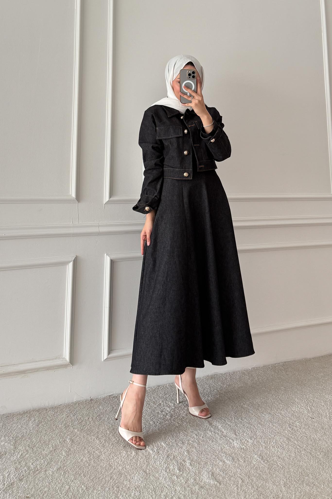 Woven Tweed Skirt Suit Navy Blue