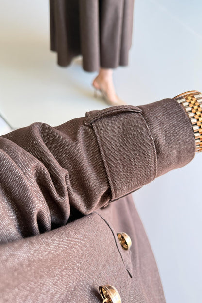 Woven Tweed Skirt Suit Navy Blue